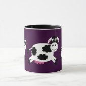 Kute Running Cows Paars & Black Ringer Mok (Midden)