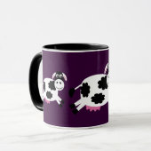 Kute Running Cows Paars & Black Ringer Mok (Voorkant links)