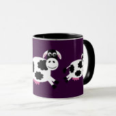 Kute Running Cows Paars & Black Ringer Mok (Voorkant rechts)