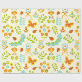 Kute rupp en bloemen cadeaupapier (Vlak)