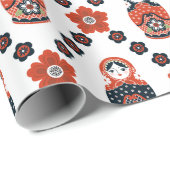 Kute Russische Nesting Doll Wrapping Paper Cadeaupapier (Rol Hoek)