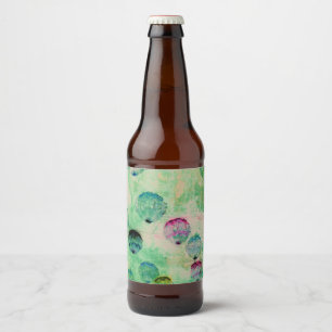 Kute, rustige, digitale ronde penseelstreken bier etiket