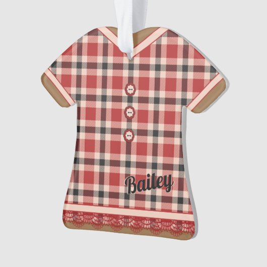 Kute Rustische dress met rode kant Ornament (voorkant)