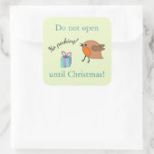 Kute Sage Green Bird pas na Kerstmis open Vierkante Sticker (Tas)