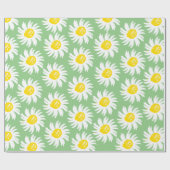 Kute sage groene daisy floral spring chic cadeaupapier (Vlak)