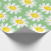 Kute sage groene daisy floral spring chic cadeaupapier (Hoek)