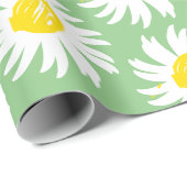 Kute sage groene daisy floral spring chic cadeaupapier (Rol Hoek)