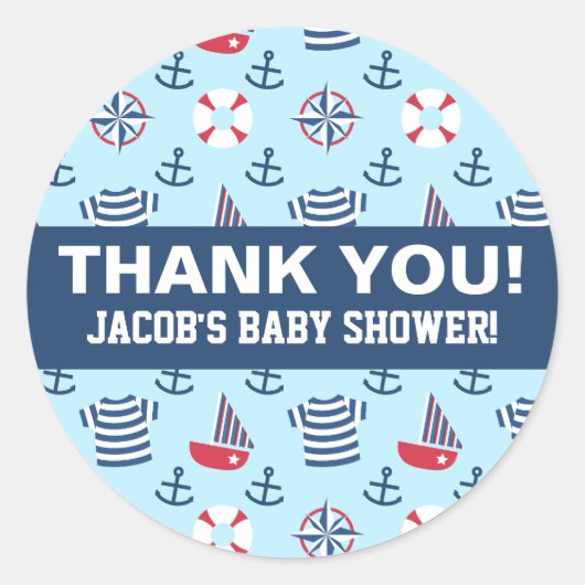 Kute Sailboot Anchor Nautical Party Ronde Sticker (Voorkant)
