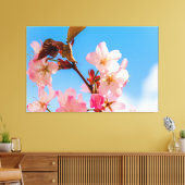 Kute Sakura Flowers open voor de lente-zonneschijn Canvas Afdruk (Insitu (Woonkamer))