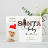 Kute Santa Baby Foto aankondiging kerstmis (Staand voorkant)