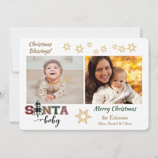Kute Santa Baby Foto aankondiging kerstmis (Voorkant)