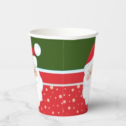 Kute Santa Claus-gezicht op rode groene kerstmis Papieren Bekers (Rechts)