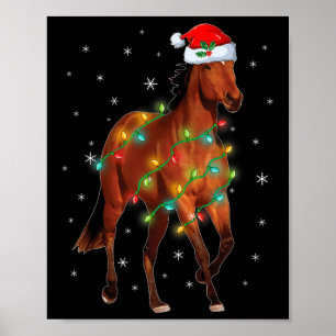 Kute Santa Claus Horse Xmas Boom Licht Merry Chri Poster
