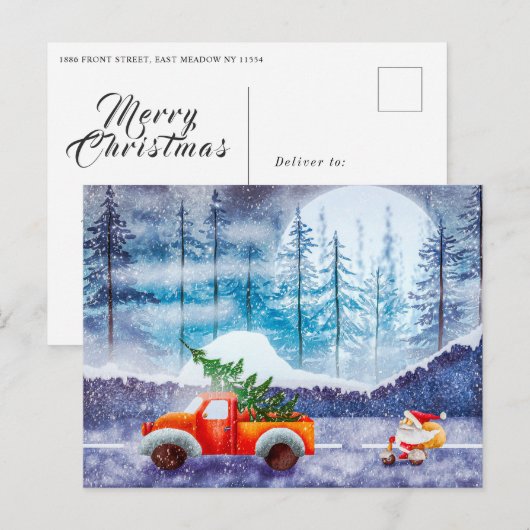 Kute Santa Driving op een Moped Holiday Briefkaart (Voorkant / Achterkant)