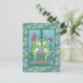 KUTE SANTA FROGS KISSING ONDER DRAGONFLY MISTLETOE BRIEFKAART (Staand voorkant)