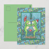 KUTE SANTA FROGS KISSING ONDER DRAGONFLY MISTLETOE BRIEFKAART (Voorkant / Achterkant)