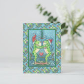 KUTE SANTA FROGS KISSING ONDER DRAGONFLY MISTLETOE BRIEFKAART (Staand voorkant)