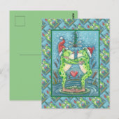 KUTE SANTA FROGS KISSING ONDER DRAGONFLY MISTLETOE BRIEFKAART (Voorkant / Achterkant)