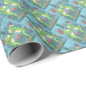 KUTE SANTA FROGS KISSING ONDER DRAGONFLY MISTLETOE CADEAUPAPIER (Rol Hoek)