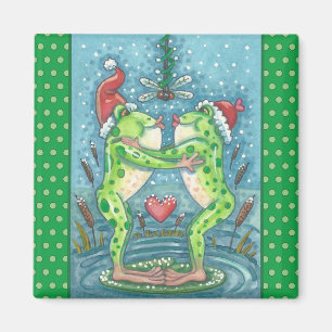 KUTE SANTA FROGS KISSING ONDER DRAGONFLY MISTLETOE MAGNEET