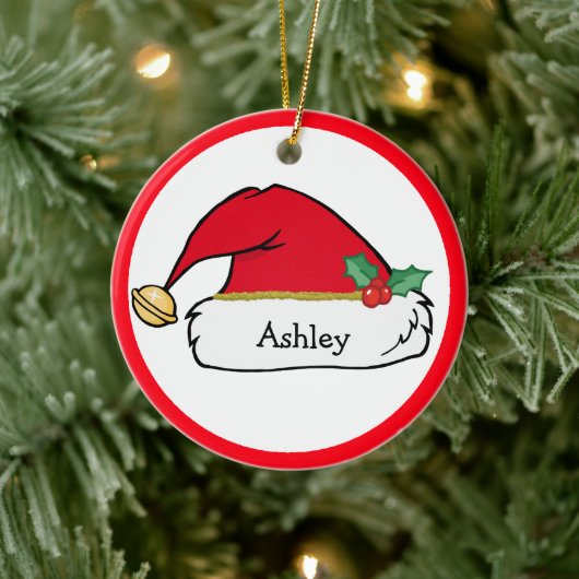 Kute Santa Helper Personalized kerstversiering Keramisch Ornament (Boom)