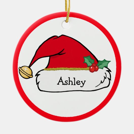Kute Santa Helper Personalized kerstversiering Keramisch Ornament (Voorkant)