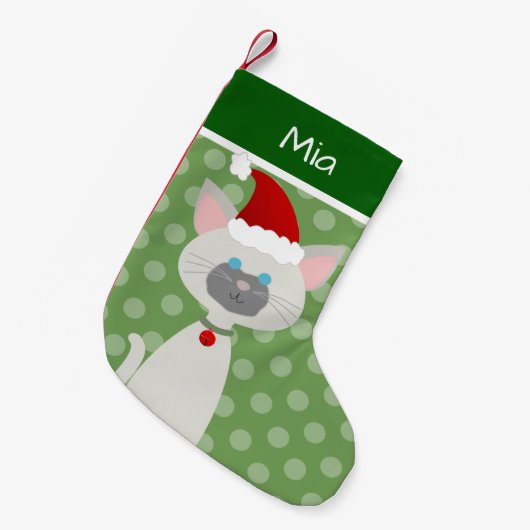 Kute Santa Kat Small Kerstmis Stocking Kleine Kerstsok (Voorkant (Hangend))
