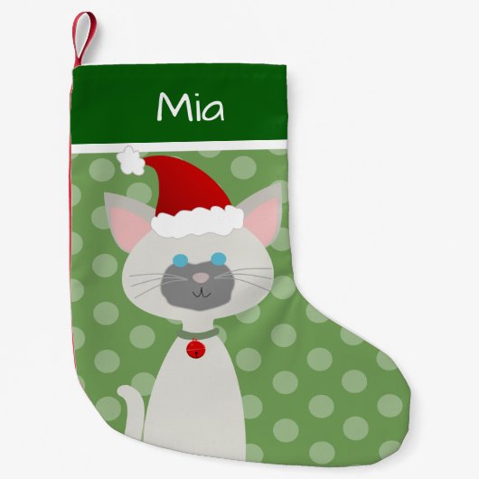Kute Santa Kat Small Kerstmis Stocking Kleine Kerstsok (Voorkant)