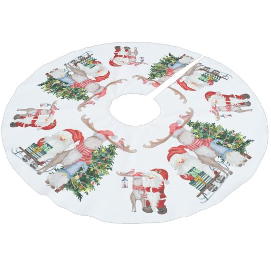 Kute Santa Kerstboom Reindeer en Gnome Kerstboom Rok (Gekanteld)