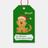 Kute Santa Puppy wacht tot Kerstmis Cadeaulabel (Achterkant)