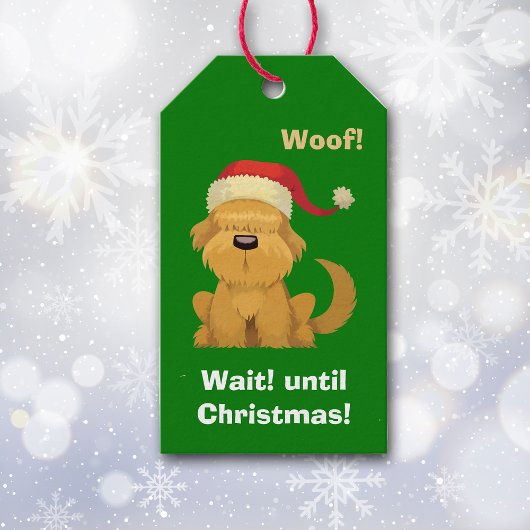 Kute Santa Puppy wacht tot Kerstmis Cadeaulabel