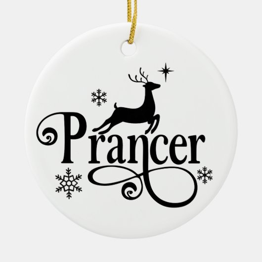 Kute Santa Reindeer Names Prancer Kerstmis Keramisch Ornament (Voorkant)