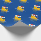 Kute Santa Rubber Duck op Blue Background Cadeaupapier (Hoek)