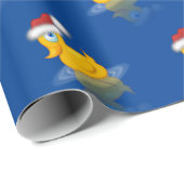 Kute Santa Rubber Duck op Blue Background Cadeaupapier (Rol Hoek)
