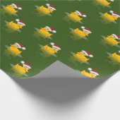 Kute Santa Rubber Duck op donkere groene achtergro Cadeaupapier (Hoek)