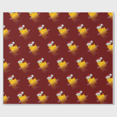 Kute Santa Rubber Duck op donkere rode achtergrond Cadeaupapier (Vlak)