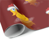 Kute Santa Rubber Duck op donkere rode achtergrond Cadeaupapier (Rol Hoek)