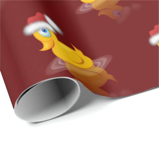 Kute Santa Rubber Duck op donkere rode achtergrond Cadeaupapier (Rol Hoek)