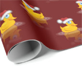 Kute Santa Rubber Duck op donkere rode achtergrond Cadeaupapier (Rol Hoek)