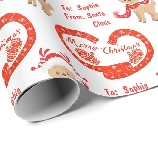 Kute Santa's Baby rendierkerst Cadeaupapier (Rol Hoek)