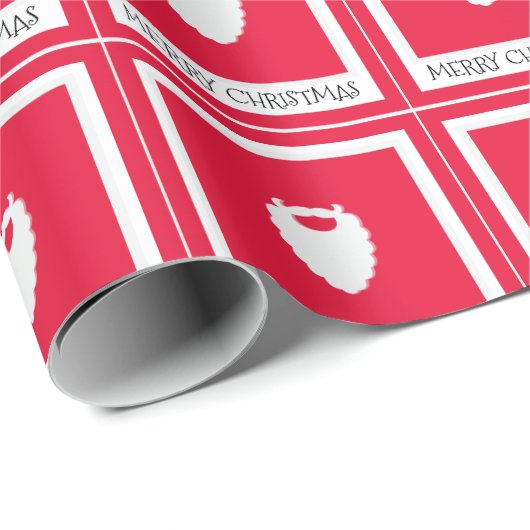Kute Santa's Beard Red Merry Kerstmis Cadeaupapier (Rol Hoek)