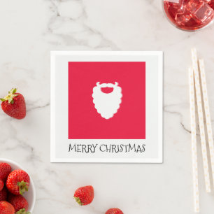 Kute Santa's Beard Red Merry Kerstmis Servet