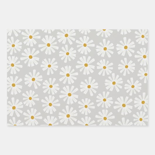 Kute Scandi Daisy Wrapping Paper Sheets (Voorkant 2)