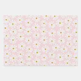 Kute Scandi Daisy Wrapping Paper Sheets