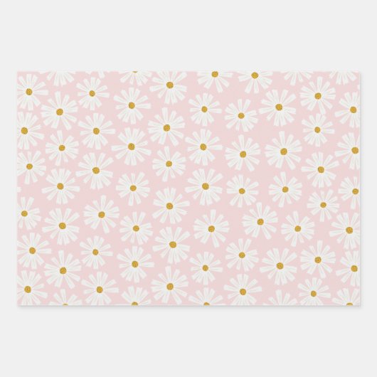 Kute Scandi Daisy Wrapping Paper Sheets (Voorkant)