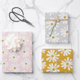 Kute Scandi Daisy Wrapping Paper Sheets