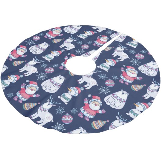 Kute Scandinavische stijldieren en Santa Pattern Kerstboom Rok (Gekanteld)