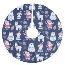 Kute Scandinavische stijldieren en Santa Pattern Kerstboom Rok