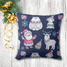 Kute Scandinavische stijldieren en Santa Pattern Kussen