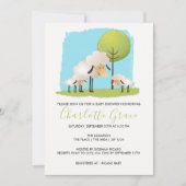 Kute schapen en lammeren met een Baby shower van t Kaart (Voorkant)